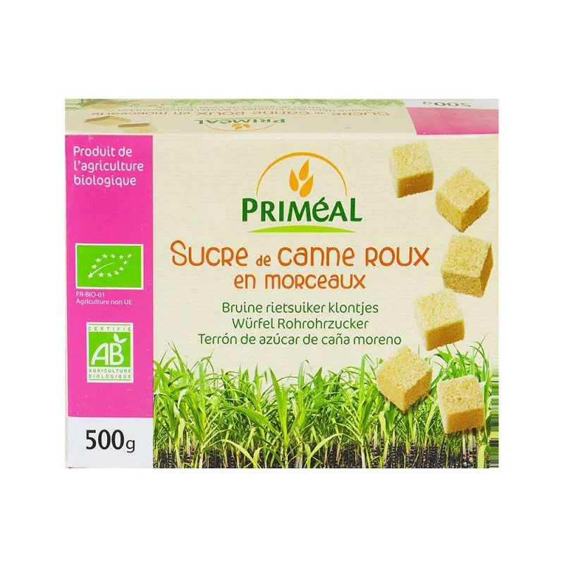 Priméal PRIMEAL SUCRE DE CANNE ROUX EN MORCEAUX 500G