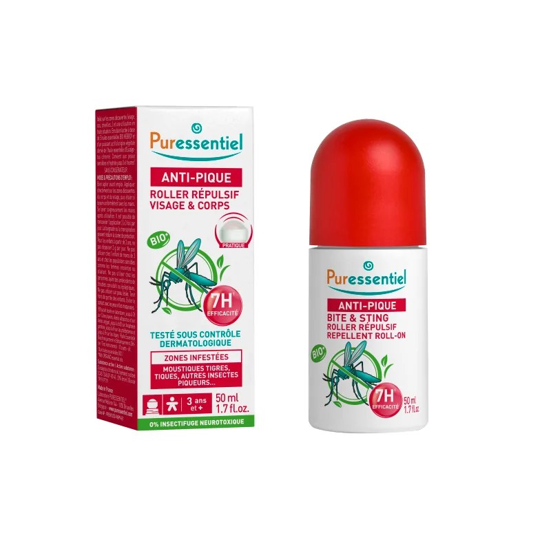 PURESSENTIEL PURESSENTIEL ANTI-PIQUE ROLLER RÉPULSIF VISAGE ET CORPS 50ML
