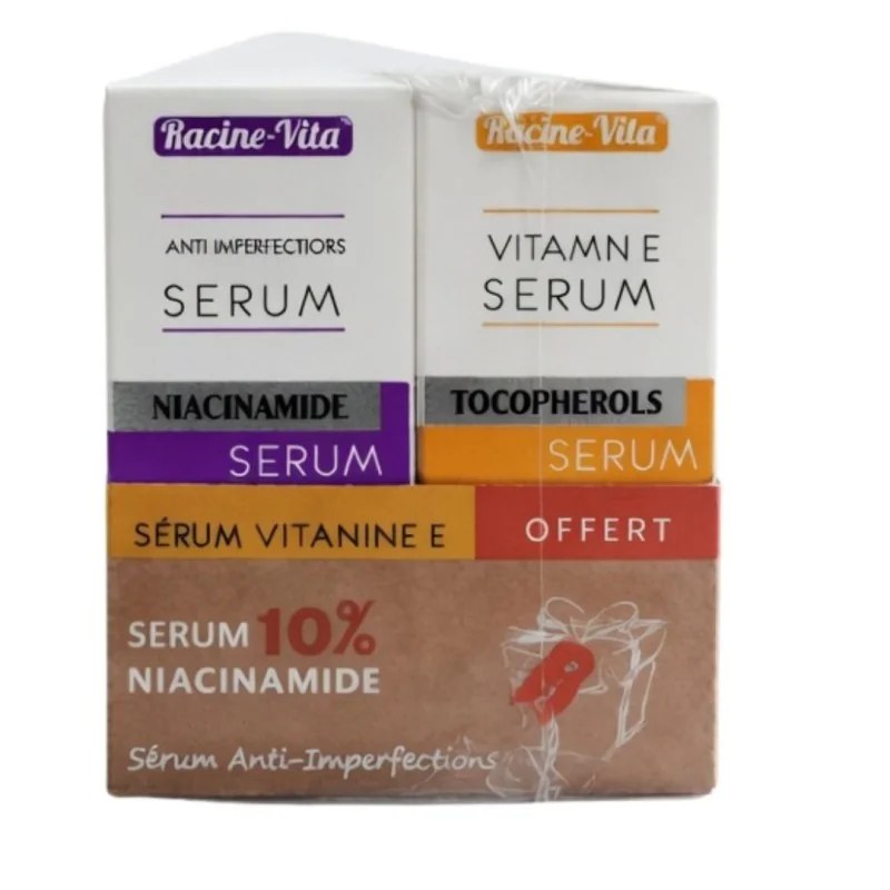 Racine-Vita Racine Vita PACK NIACINAMIDE SERUM 10M LACHETE + VITAMINE E SERUM 10ML offert