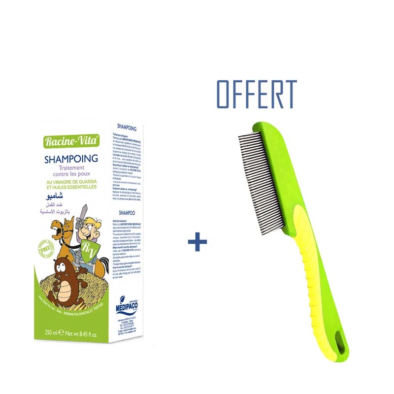 Racine-Vita RACINE VITA TRAITEMENT INTENSIF ANTI-POUX ET LENTES PRÉ-SHAMPOOING Achete + PEIGNE À POUX Offert
