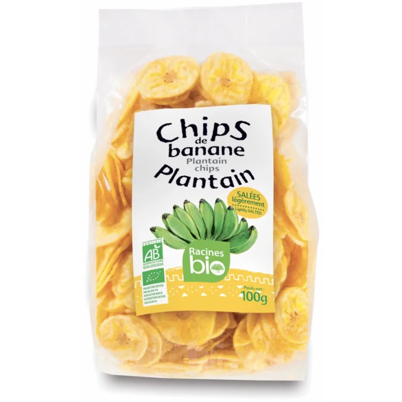 RACINES BIO RACINES BIO CHIPS DE BANANE PLANTAIN SALEES 100G