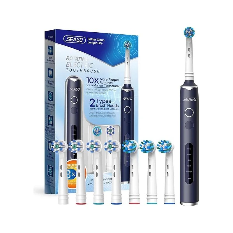 Seago Seago Brosse à dents électrique avec 8 brossettes