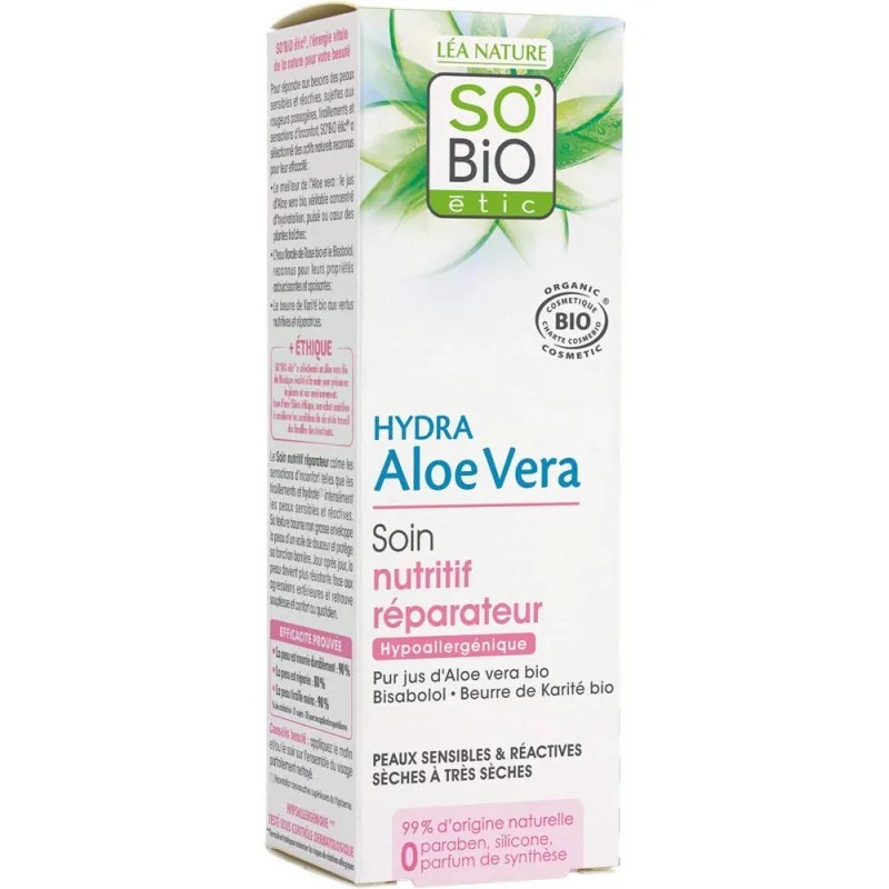 SO'BiO SO BIO CREME NUTRITIVE ALOE VERA PEAUX SENSIBLES ET REACTIVES 50 ML
