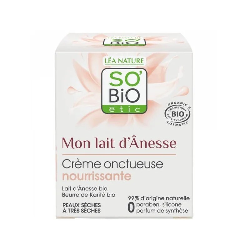 SO'BiO So Bio CRÈME ONCTUEUSE NOURRISSANTE - POUR LES PEAUX SÈCHES ET TRÈS SÈCHES au lait d'anesse