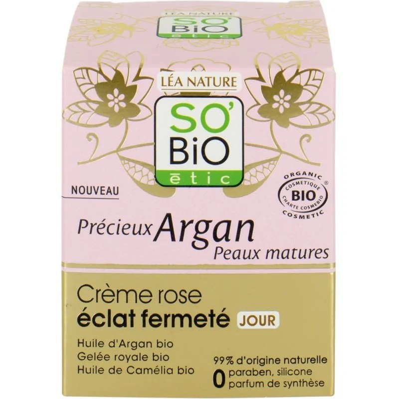 SO'BiO SO BIO CRÈME ROSE ECLAT FERMETÉ JOUR ARGAN 50 ML