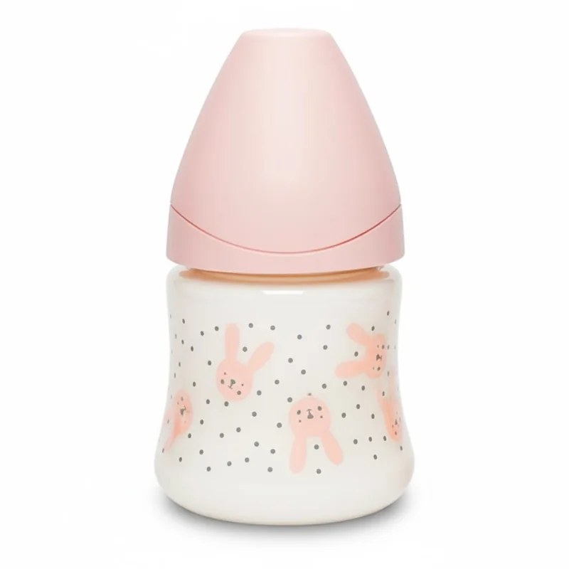 Suavinex Suavinex Biberon Rabbit Avec Tetine Debit Ronde Lent +0m Pink