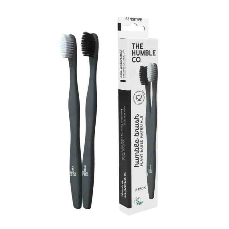 THE HUMBLE THE HUMBLE BROSSES À DENTS ÉCOLOGIQUE À BASE DE PLANTES  PACK DE 2 / COULEUR BLANCHE / NOIRE