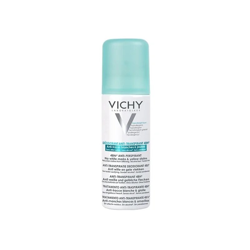 VICHY VICHY DEODORANT ANTI-TRANSPIRANT 48H AEROSOL 125ml ANTI-TRACES JAUNES ET BLANCHES