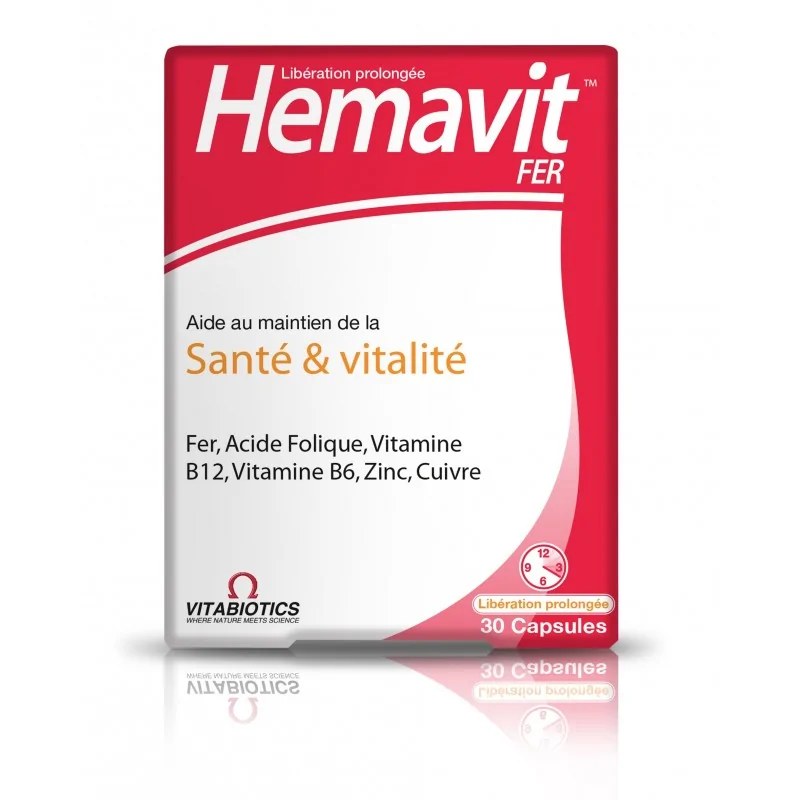 vitabiotics Vitabiotics  Hemavit Fer Santé et Vitalité 30 capsules